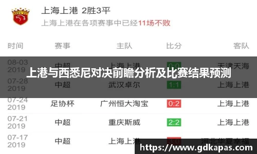 上港与西悉尼对决前瞻分析及比赛结果预测